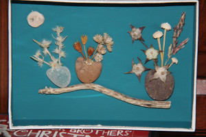Shadow-box of small scene using materials from the desert.